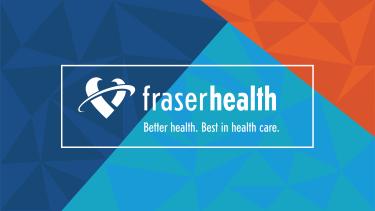 colour block background with Fraser Health logo