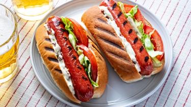 Grilled Hotdogs on Plate