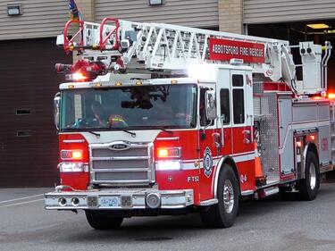 Firetruck parked at a Fire Station