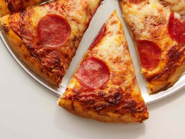Slices of pepperoni pizza