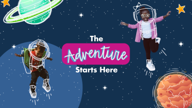 Kindergarten Registration Kindergarten Registration Graphic that is space themed.