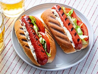Grilled Hotdogs on Plate