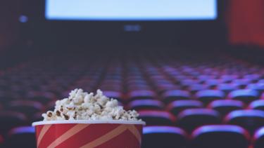 movie theatre with popcorn bucket